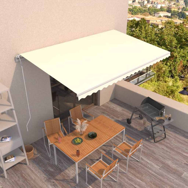 Automaattisesti sisäänkelattava markiisi 500x350 cm kerma