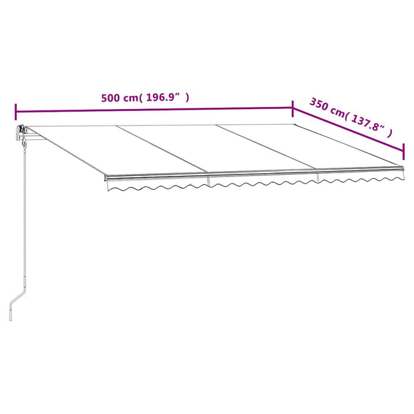 Automaattisesti sisäänkelattava markiisi 500x350 cm keltavalk.