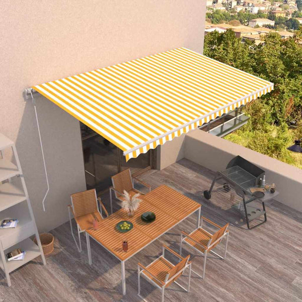 Automaattisesti sisäänkelattava markiisi 500x350 cm keltavalk.