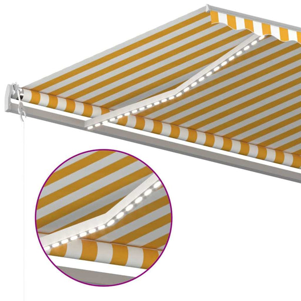 Sisäänkelattava markiisi LED/tuulisensori 500x350 cm keltavalk.
