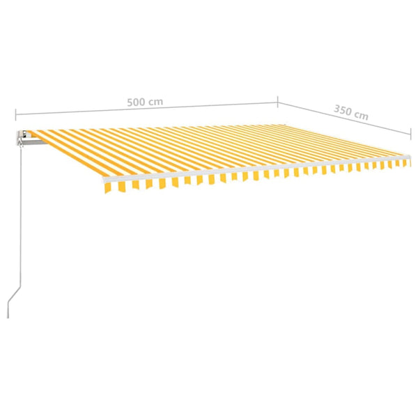 Sisäänkelattava markiisi LED/tuulisensori 500x350 cm keltavalk.