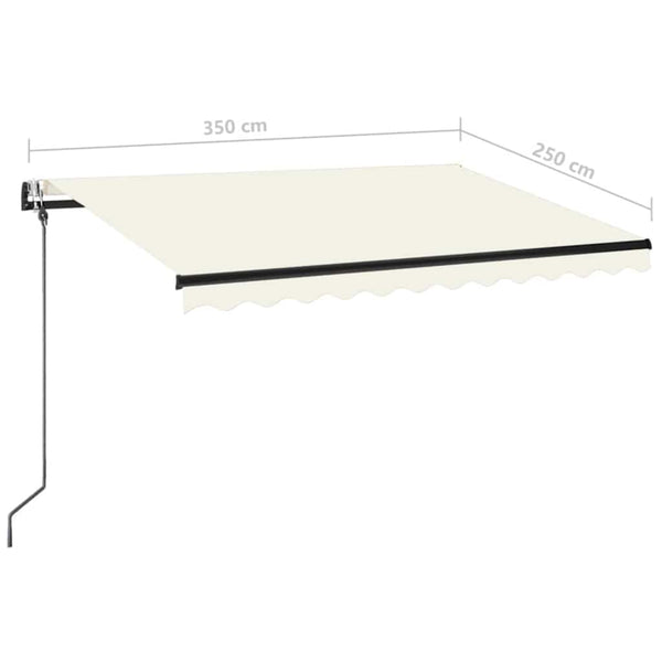 Sisäänkelattava markiisi LED ja tuulisensori 350x250cm kerma