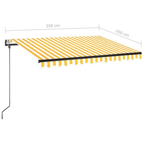 Sisäänkelattava markiisi LED/tuulisensori 350x250cm keltavalk.