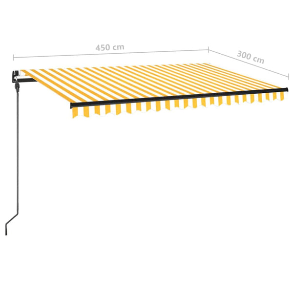 Sisäänkelattava markiisi LEDillä 450x300cm keltavalkoinen