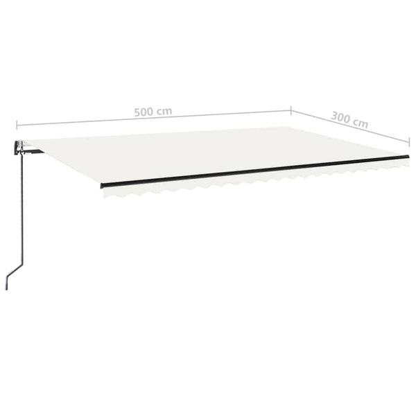 Sisäänkelattava markiisi LED/tuulisensori 500x300 cm kerma