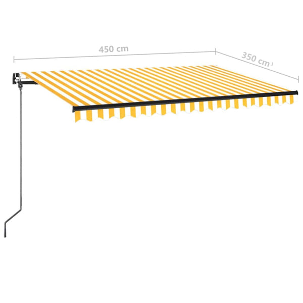 Sisäänkelattava markiisi LEDillä 450x350 cm keltavalkoinen