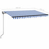 Sisäänkelattava markiisi LED/tuulisensori 450x350 cm sinivalk.