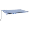Sisäänkelattava markiisi LED/tuulisensori 600x350 cm sinivalk.