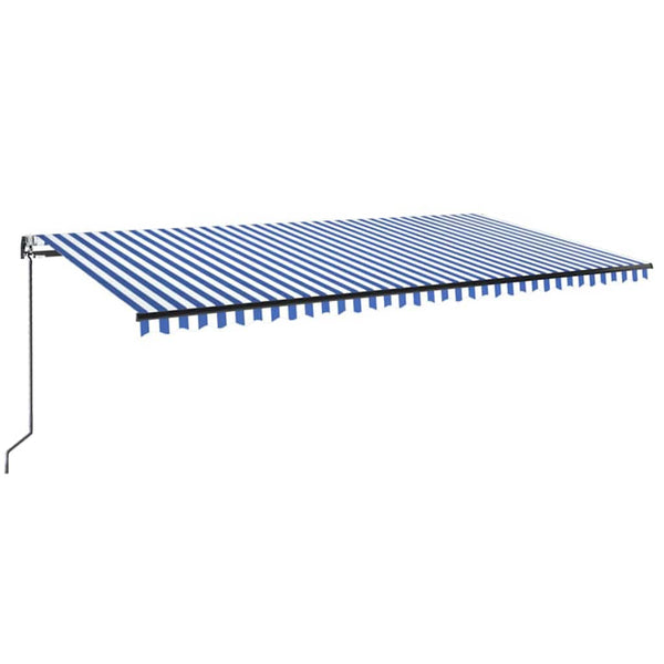 Sisäänkelattava markiisi LED/tuulisensori 600x350 cm sinivalk.