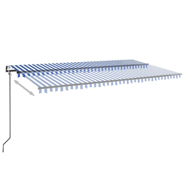 Sisäänkelattava markiisi LED/tuulisensori 600x350 cm sinivalk.