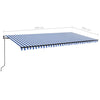 Sisäänkelattava markiisi LED/tuulisensori 600x350 cm sinivalk.
