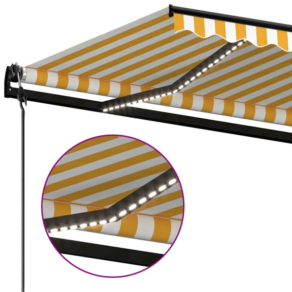 Sisäänkelattava markiisi LED/tuulisensori 600x350 cm keltavalk.