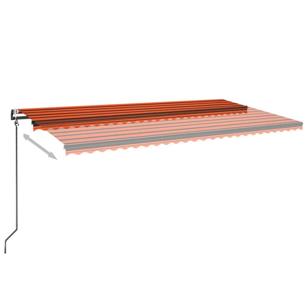Sisäänkelattava markiisi LED/tuulisens. 600x350cm oranssi/rusk.