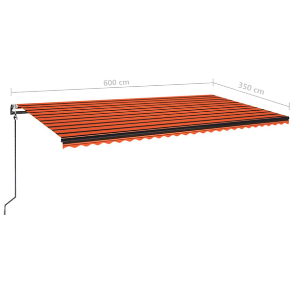 Sisäänkelattava markiisi LED/tuulisens. 600x350cm oranssi/rusk.