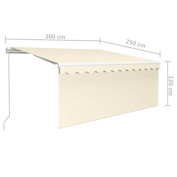 Manuaalisesti kelattava markiisi verho/LEDit 3x2,5 m kerma