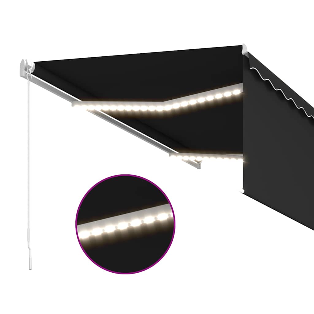 Käsikäyttöinen markiisi aurinkokenno-LED-valolla 3 x 2,5 m