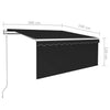 Sisäänkelattava markiisi verho/LED/tuulisens 3x2,5m antrasiitti