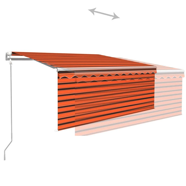 Sisäänkelattava markiisi verho/LED/tuulisens 3x2,5m oranssirusk