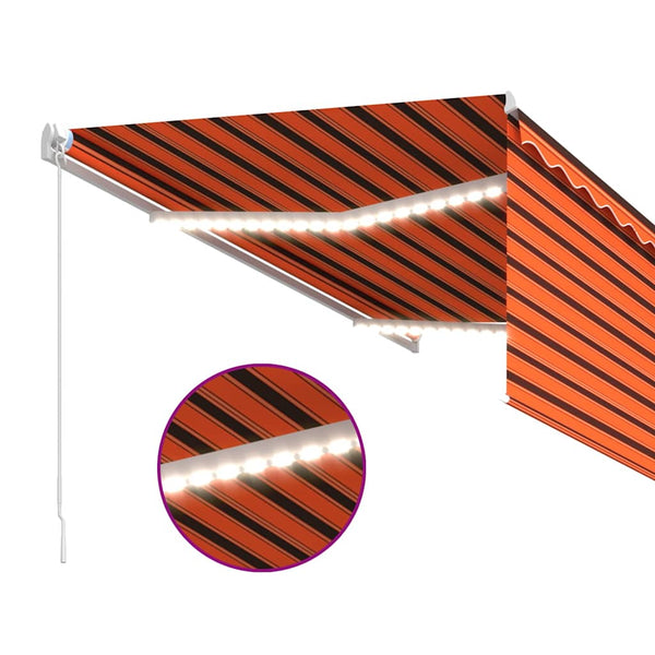 Käsin sisäänkelattava markiisi verhoilla 3,5x2,5m oranssiruskea