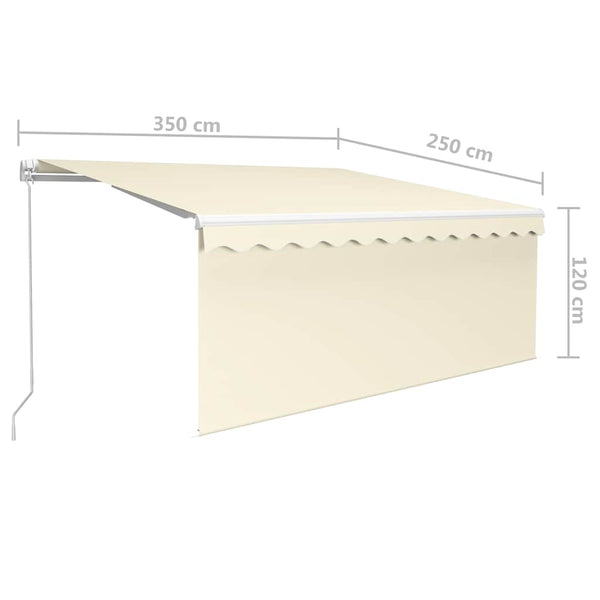 Käsin sisäänkelattava markiisi verhot/LED 3,5x2,5 m kerma