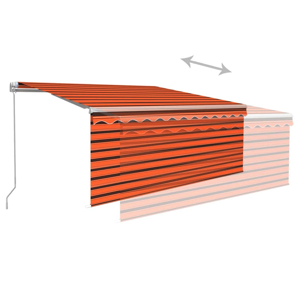 Käsin sisäänkelattava markiisi verho/LED 3,5x2,5m oranssiruskea
