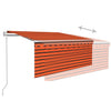 Automaattimarkiisi verho/LED/tuulisens. 3,5x2,5 m oranssiruskea