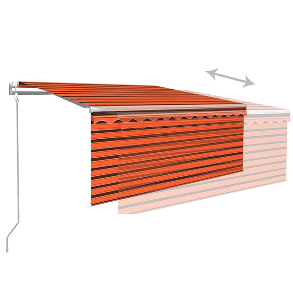 Automaattimarkiisi verho/LED/tuulisens. 3,5x2,5 m oranssiruskea