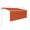 Automaattimarkiisi verho/LED/tuulisens. 3,5x2,5 m oranssiruskea