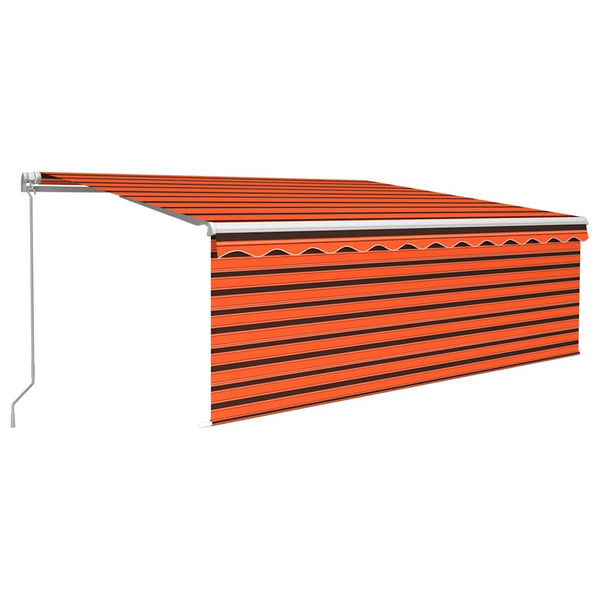 Manuaalisesti kelattava markiisi verhoilla 4x3 m oranssiruskea