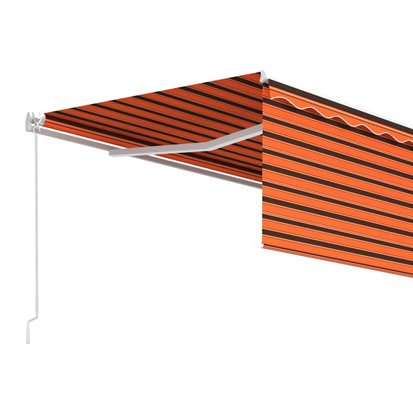 Manuaalisesti kelattava markiisi verhoilla 4x3 m oranssiruskea