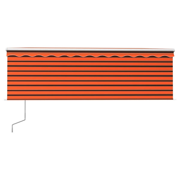 Automaattisesti kelattava markiisi verhoilla 4x3 m oranssirusk.