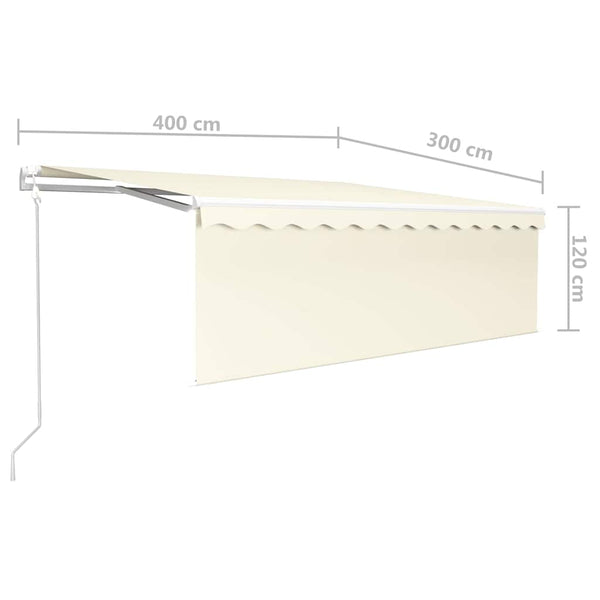 Sisäänkelattava markiisi verho/LED/tuulisensori 4x3 m kerma