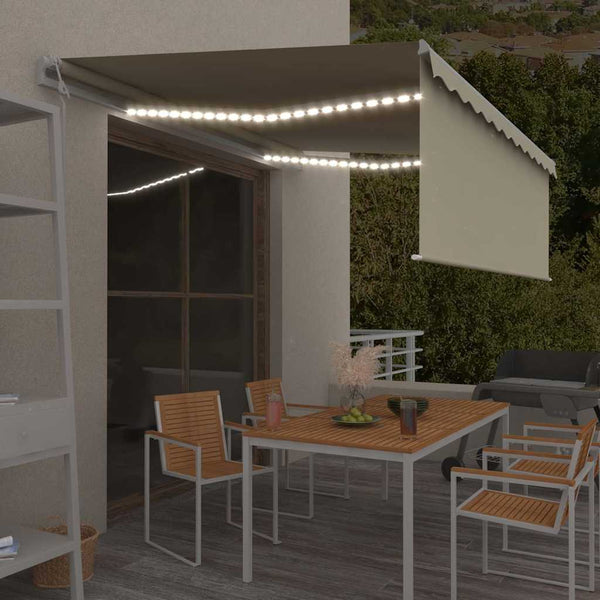 Sisäänkelattava markiisi verho/LED/tuulisensori 4x3 m kerma