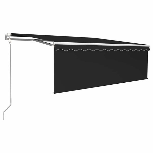 Sisäänkelattava markiisi verho/LED/tuulisens 4x3 m antrasiitti