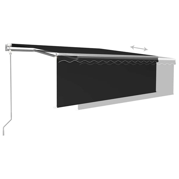 Sisäänkelattava markiisi verho/LED/tuulisens 4x3 m antrasiitti