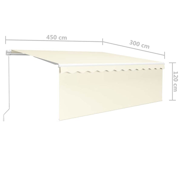 Manuaalisesti kelattava markiisi verhoilla 4,5x3 m kerma