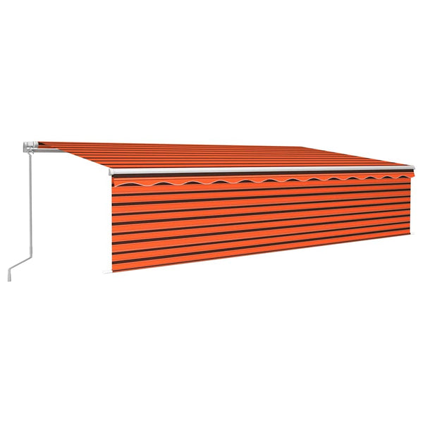 Käsin sisäänkelattava markiisi verhoilla 6x3 m oranssiruskea