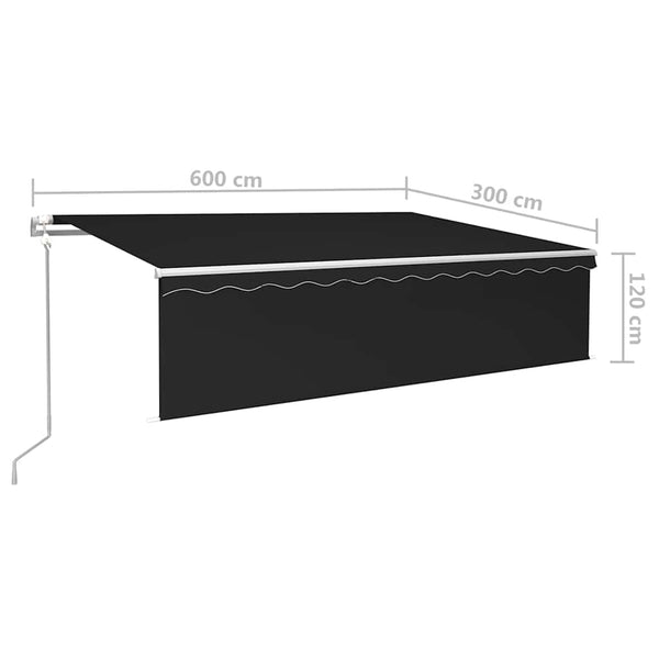 Automaattimarkiisi verholla 6x3 m antrasiitti