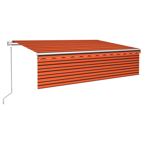 Automaattimarkiisi verhoilla 6x3 m oranssiruskea