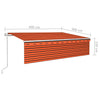 Automaattimarkiisi verhoilla 6x3 m oranssiruskea