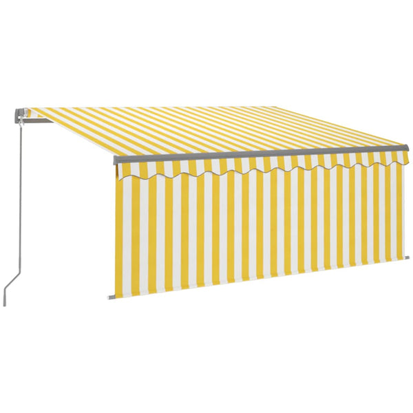 Manuaalisesti kelattava markiisi verhoilla 3x2,5 m keltavalk.