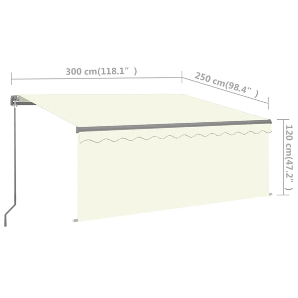 Manuaalisesti kelattava markiisi verhot/LEDit 3x2,5 m kerma