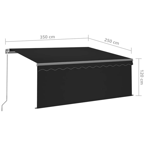 Manuaalisesti kelattava markiisi verholla 3,5x2,5 m antrasiitti