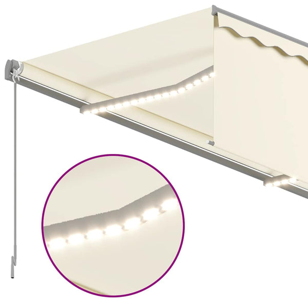 Käsin sisäänkelattava markiisi verhot/LED 3,5x2,5 m kerma