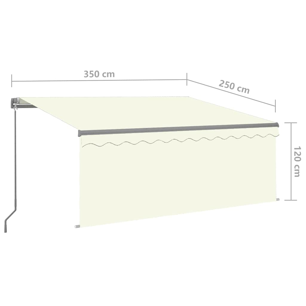 Käsikäyttöinen markiisi aurinkokenno-LED-valolla 3,5 x 2,5 m