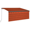 Käsin sisäänkelattava markiisi verho/LED 3,5x2,5m oranssiruskea