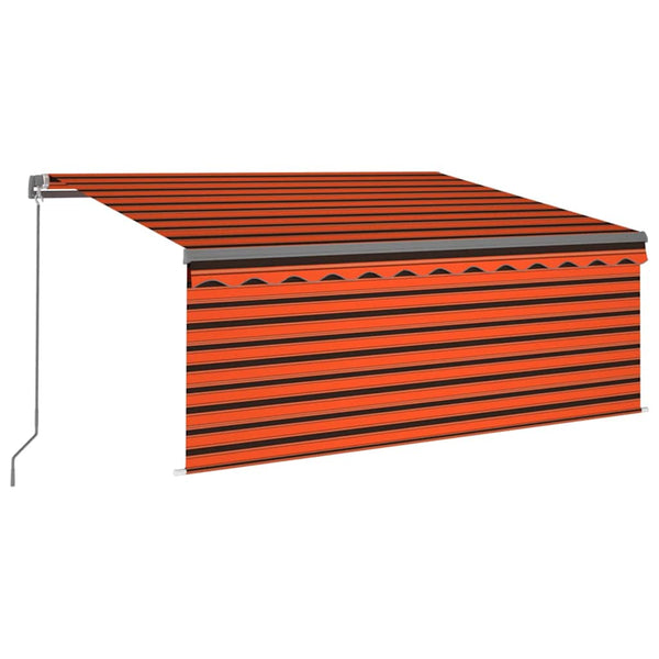 Käsin sisäänkelattava markiisi verho/LED 3,5x2,5m oranssiruskea