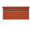 Käsin sisäänkelattava markiisi verho/LED 3,5x2,5m oranssiruskea