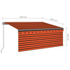 Käsin sisäänkelattava markiisi verho/LED 3,5x2,5m oranssiruskea