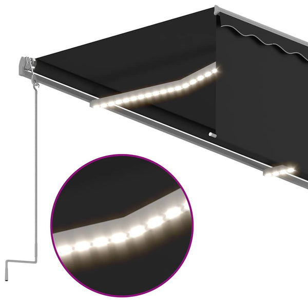 Automaattimarkiisi verho/LED/tuulisensori 3,5x2,5 m antrasiitti